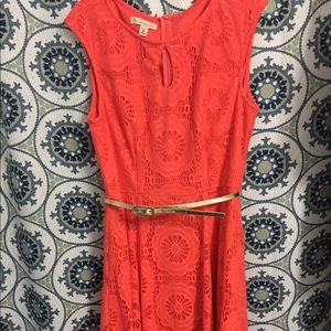 Coral floral print dress
